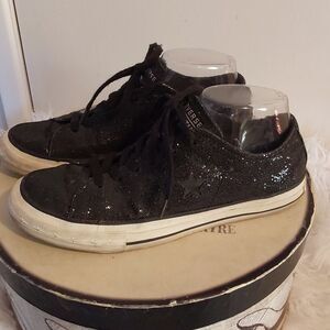 - Converse Black Sequin One Star Sneakers